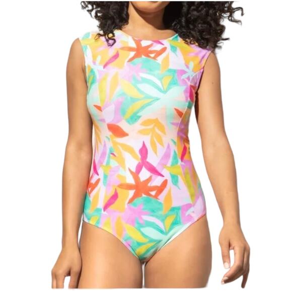 Mott 50 Michaela Sleeveless One Piece Swimsuit Brushed Flora Size S NWT - Picture 1 of 12
